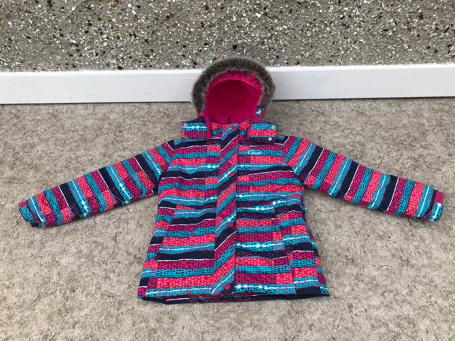Winter Coat Child Size 10 Gusti With Snow Belt Faur Furr Pink Purple NEW DEMO MODEL
