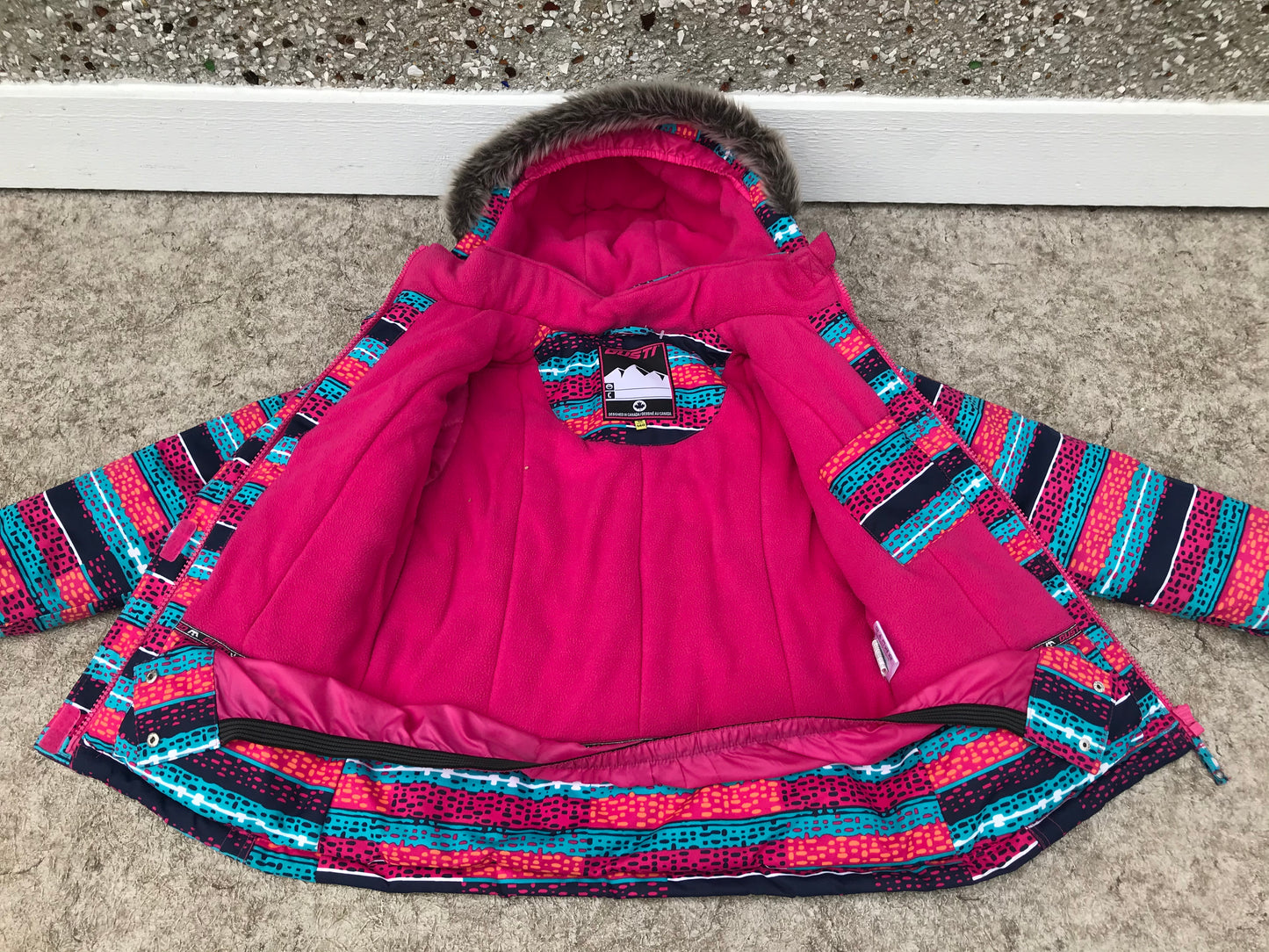 Winter Coat Child Size 10 Gusti With Snow Belt Faur Furr Pink Purple NEW DEMO MODEL