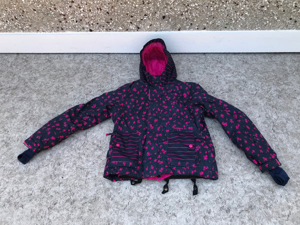 Winter Coat Child Size 10 Oneill Snowboarding Marine Blue Fushia With Snow Belt Excellent