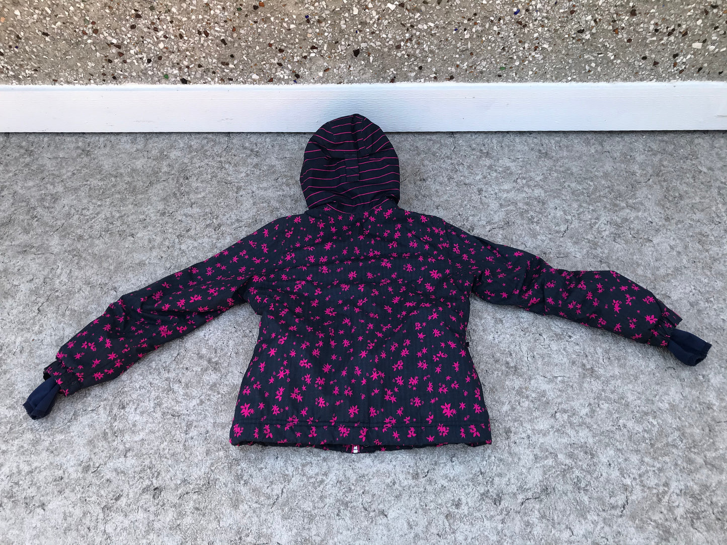 Winter Coat Child Size 10 Oneill Snowboarding Marine Blue Fushia With Snow Belt Excellent