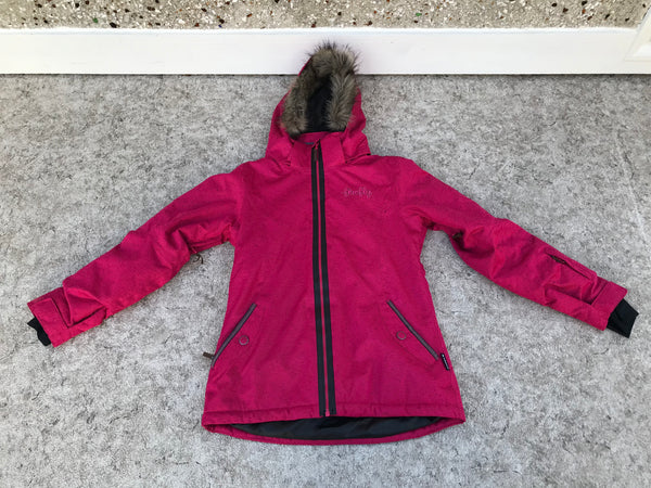 Winter Coat Child Size 12 Firefly Raspberry With Snow Belt Faux Fur Trim New Demo Model