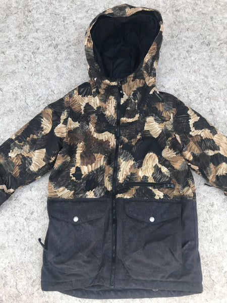 Winter Coat Child Size 14-16 Burton Youth Snowboarding Grey Black Tan With Snow Belt As New