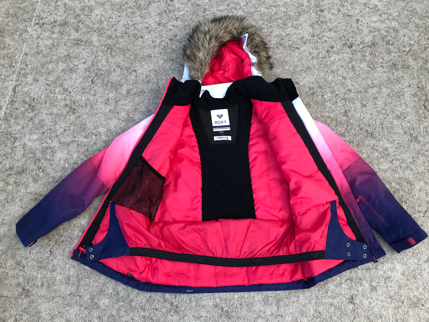 Winter Coat Child Size 16 Youth XX Large Roxy With Snow Belt Purple Fushia With Faux Fur New Demo Model
