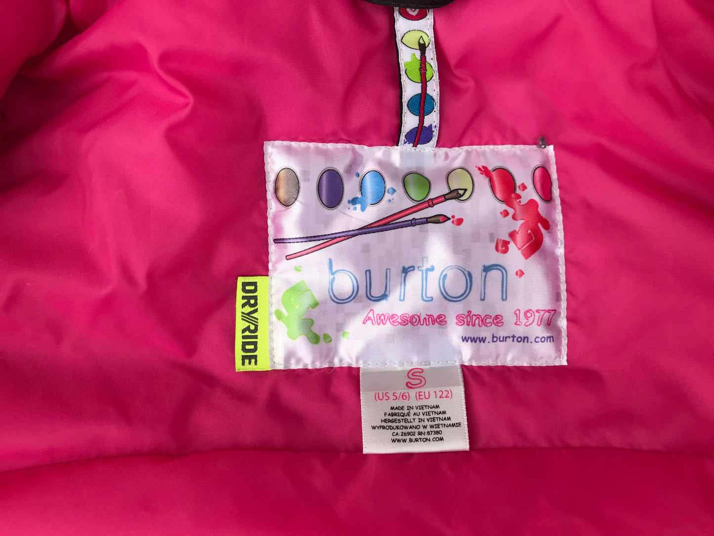 Winter Coat Child Size 5-6 Burton Snowboarding With Snow Belt Black Pink Minor Mark Outstanding Quality