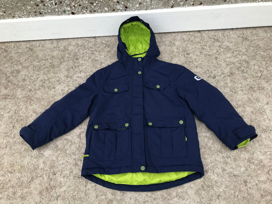 Winter Coat Child Size 7-8 Outbound Marine Blue and Lime With Snow Belt