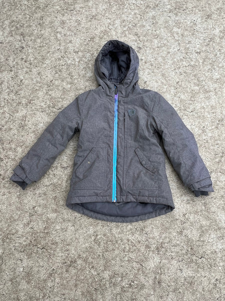 Winter Coat Child Size 7-8 Ripzone With Snow Belt And Extended Cuffs For Hand Grey Pink