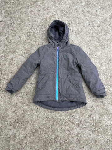 Winter Coat Child Size 7-8 Ripzone With Snow Belt And Extended Cuffs For Hand Grey Pink