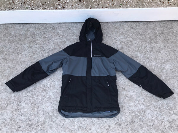 Winter Coat Child Size 8-10 Columbia Omni Heat Black Grey With Snow Belt Excellent