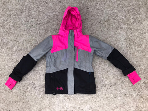 Winter Coat Child Size 8-10 FireFly Grey Black Pink With Snow Belt