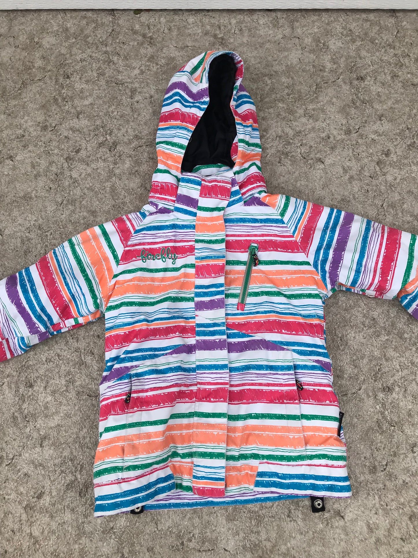 Winter Coat Child Size 8 FireFly Pink Purple Multi With Snow Belt Minor Wear