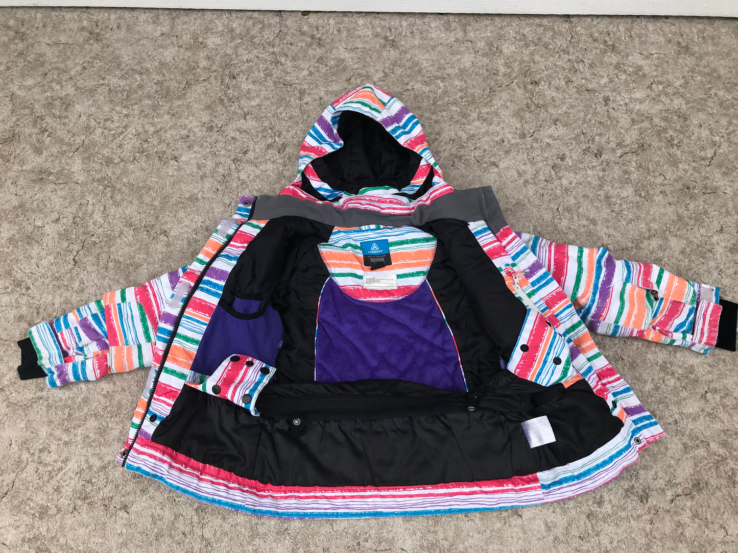 Winter Coat Child Size 8 FireFly Pink Purple Multi With Snow Belt Minor Wear