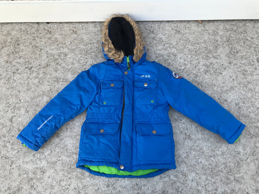 Winter Coat Child Size 8 London Fog Parka Blue Grey Lime Excellent