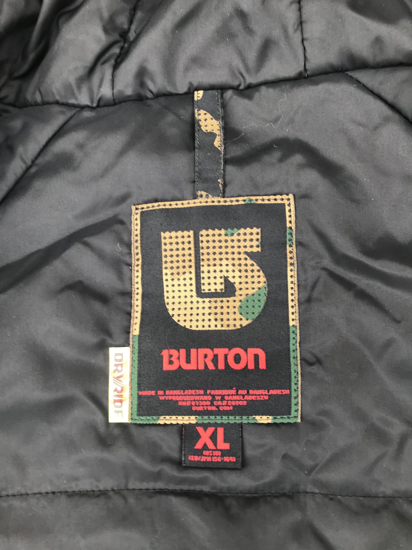 Winter Coat Child Size X Large 18 Youth Burton Black Multi With Snow Belt New Demo