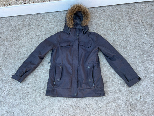 Winter Coat Ladies Size Large Firefly Snowboarding With Snow Belt Faux Fur Grey  Excellent