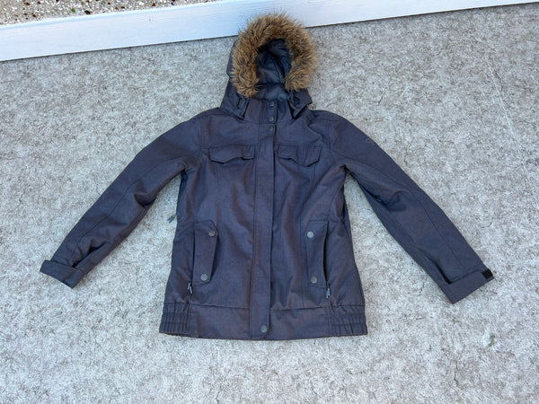 Winter Coat Ladies Size Large Firefly Snowboarding With Snow Belt Faux Fur Grey  Excellent