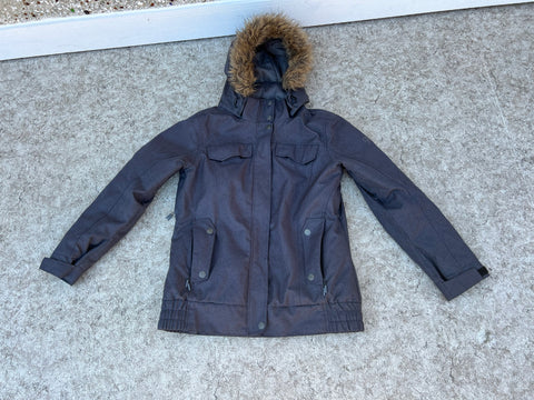 Winter Coat Ladies Size Large Firefly Snowboarding With Snow Belt Faux Fur Grey  Excellent