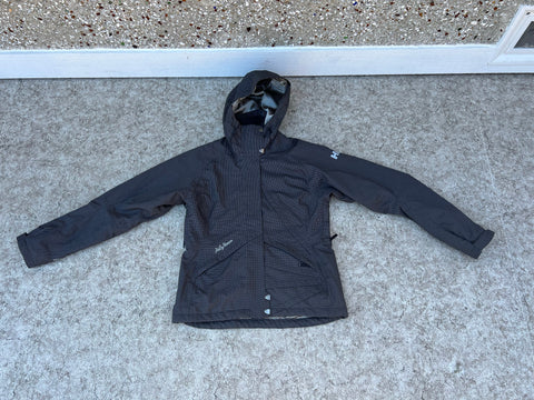 Winter Coat Ladies Size Medium Helly Hansen Waterproof Ski Coat With Snow Belt Black Grey Excellent