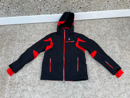 Winter Coat Men's Size Large Spyder Black Red With Snow Belt All Zippers Waterproof Sealed Seams As New