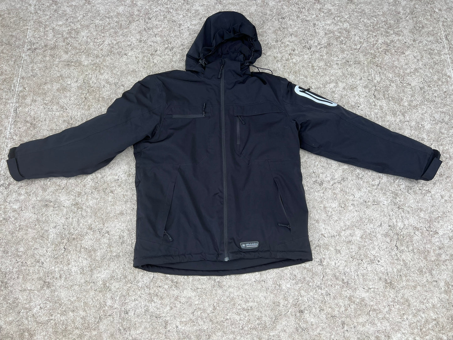 Winter Coat Men's Size Medium Wetskins Black With Snow Belt Waterproof Made For Cold Rain and Snow Black As New