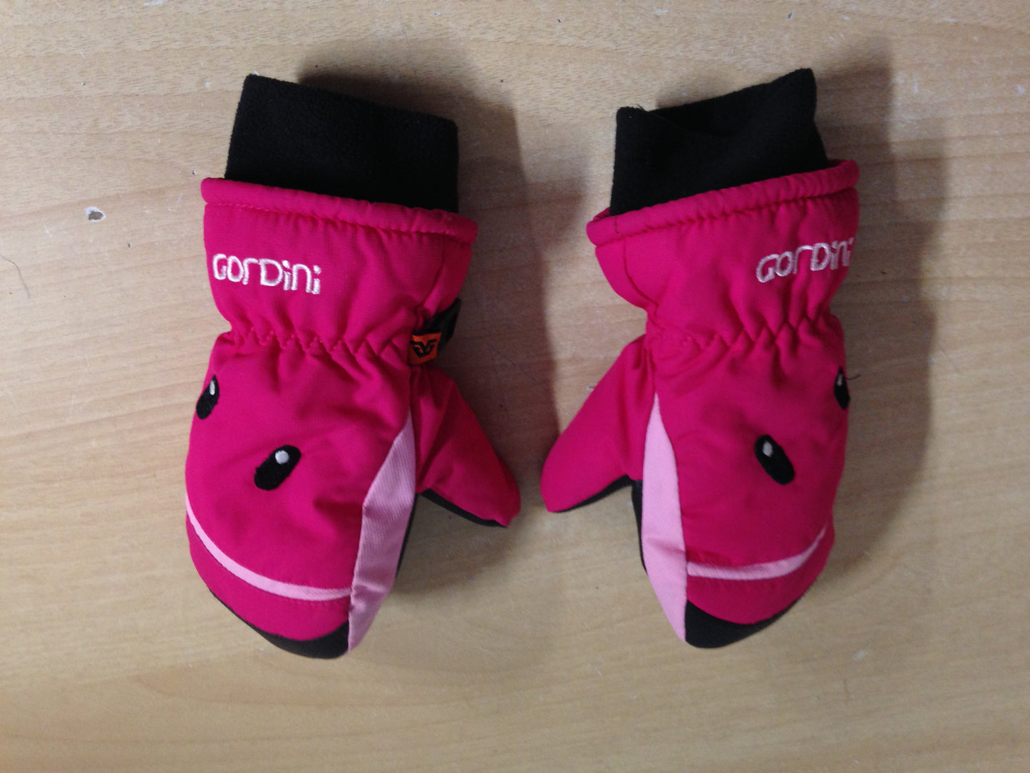 Winter Gloves and Mitts Child Size 1-3 Gordini Fushia Black Happy Face