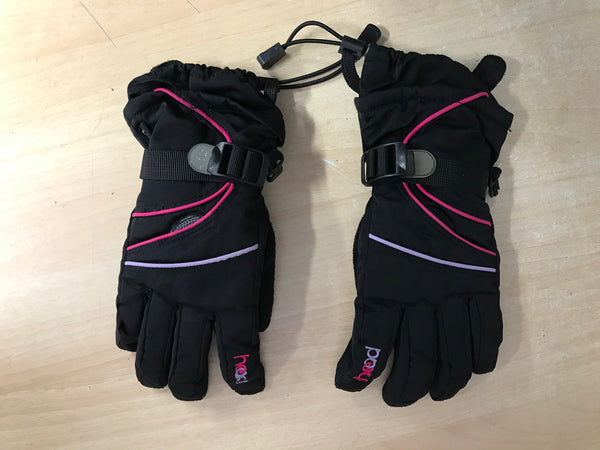 Winter Gloves and Mitts Child Size 10-12 Head Black Pink Excellent