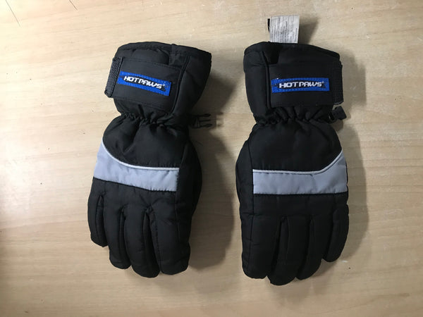 Winter Gloves and Mitts Child Size 12-14 Hot Paws Black Grey Excellent