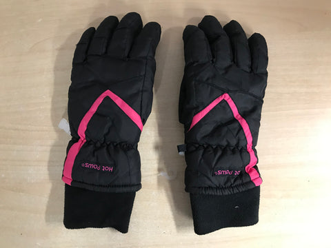 Winter Gloves and Mitts Child Size 12-14 Hot Paws Black Pink Excellent