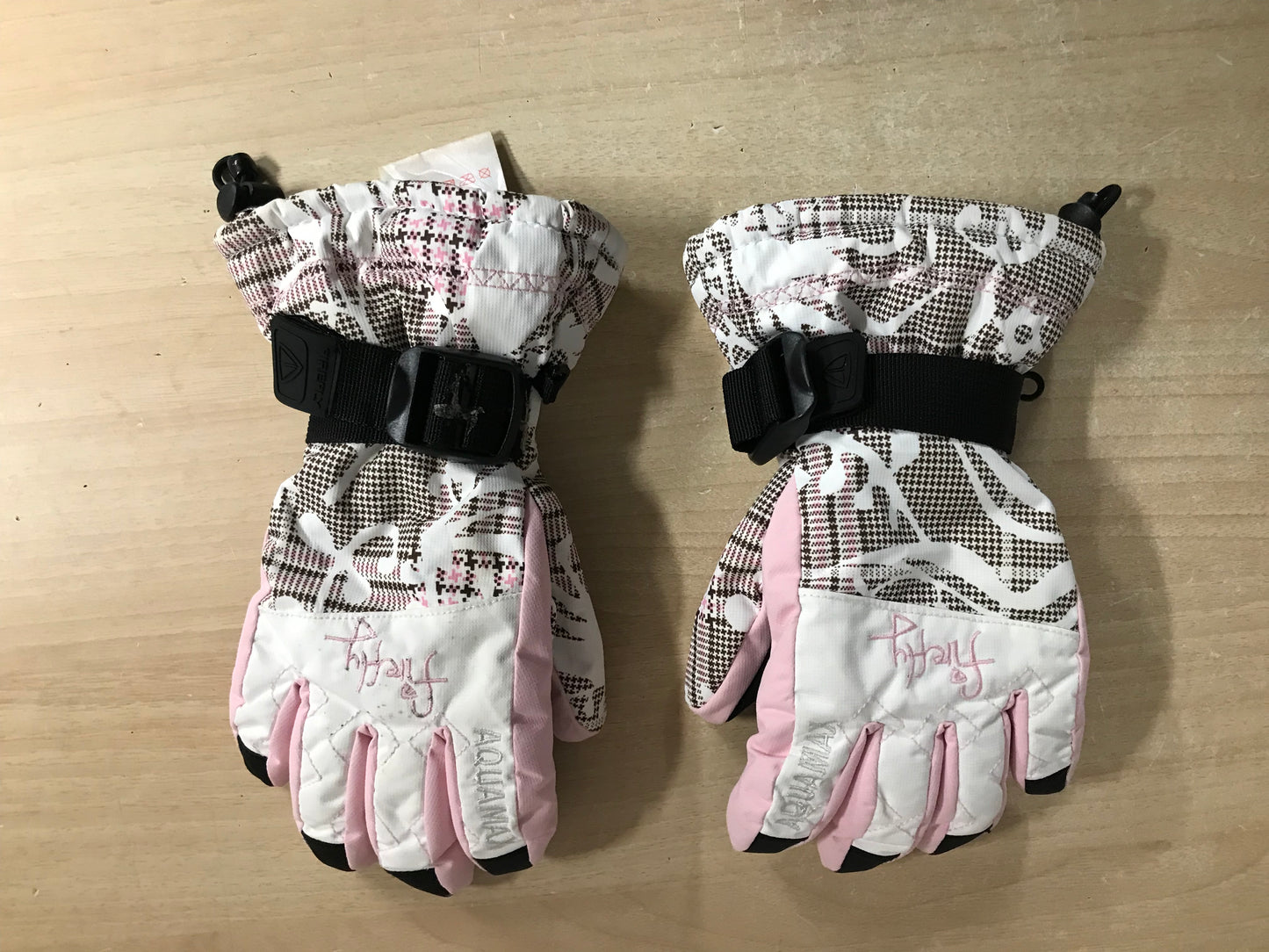 Winter Gloves and Mitts Child Size 8-10 Firefly Pink White Tan Waterproof Excellent Quality