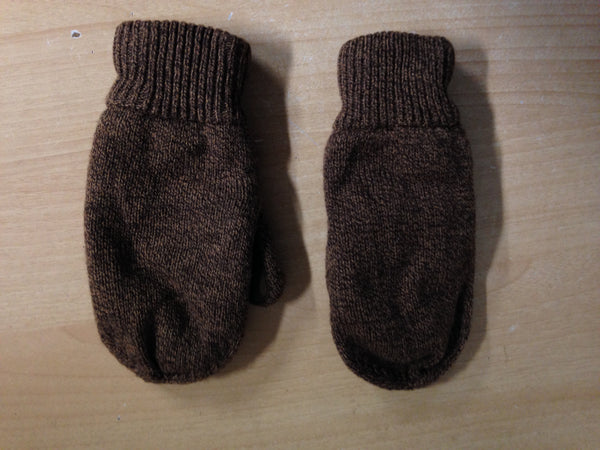 Winter Gloves and Mitts Child Size 8-10 Knit and Suade Brown Excellent