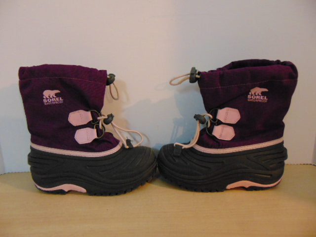 Winter Boots Child Size 11 Sorel Purple Pink With Liner