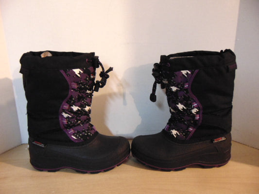 Winter Boots Child Size 2 Canadian Black Purple With Liner