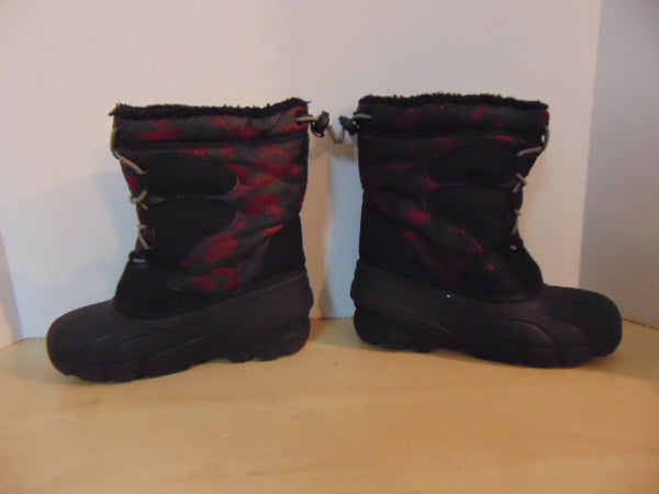 Winter Boots Child Size 2 Sorel Black Red With Liner