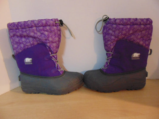 Winter Boots Child Size 3 Sorel Purple Grey With Liner  Excellent