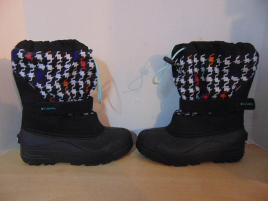 Winter Boots Child Size 5 Youth Columbia Multi Print and Black With Liners New Demo Model