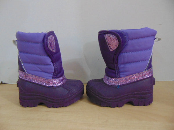 Winter Boots Infant Toddler Size 5 Infant Toddler Purple With Glitter Easy Open As New
