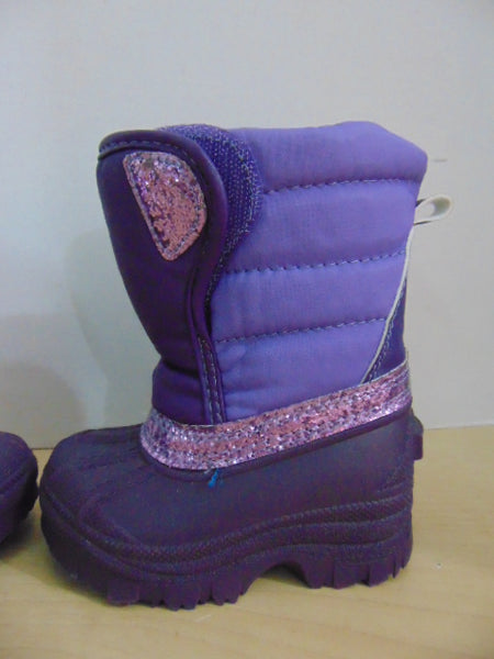 Winter Boots Infant Toddler Size 5 Infant Toddler Purple With Glitter Easy Open As New