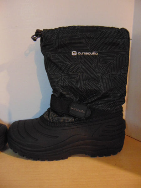 Winter Boots Child Size 5 Youth Outbound Black Grey With Liners Excellent