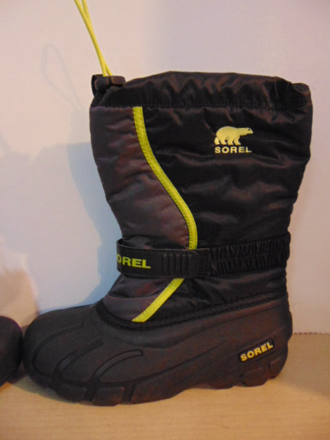 Winter Boots Child Size 6 Sorel Youth New With Tags With Liner Black Lime
