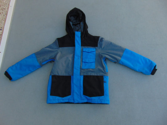 Winter Coat Child Size 10-12 Firefly Grey Black Blue With Snow Belt