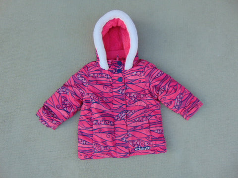 Winter Coat Child Size 24 Month Kricket Fushia Pink and Denim Blue Fleece Lined Mint Condition