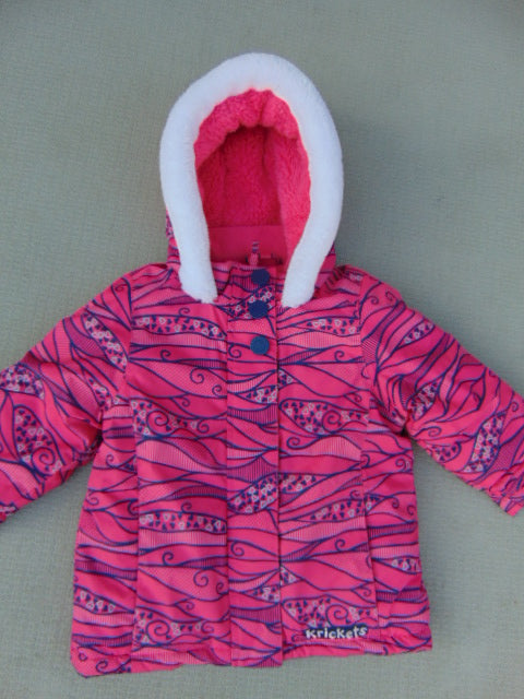 Winter Coat Child Size 24 Month Kricket Fushia Pink and Denim Blue Fleece Lined Mint Condition
