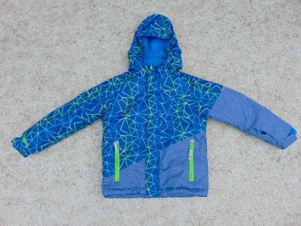 Winter Coat Child Size 6 X McKinnley Blue and Lime Snowboarding With Snow Belt