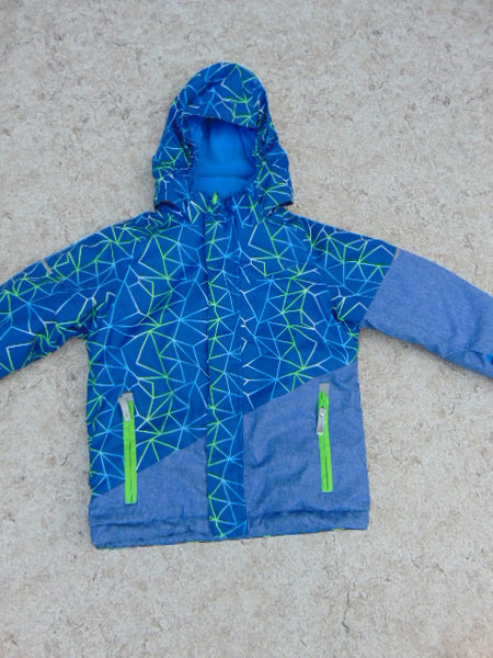 Winter Coat Child Size 6 X McKinnley Blue and Lime Snowboarding With Snow Belt