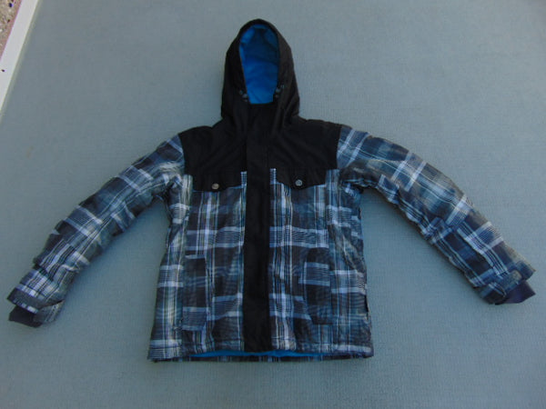 Winter Coat Child Size 10-12 Firefly Grey Black Blue With Snow Belt