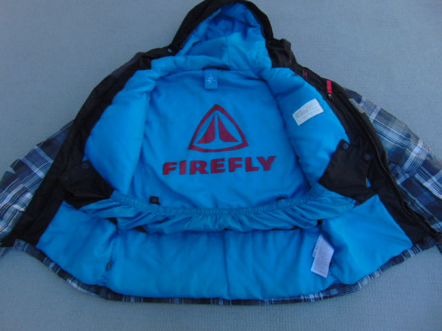 Winter Coat Child Size 10-12 Firefly Grey Black Blue With Snow Belt
