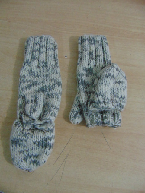 Winter Gloves and Mitts Child Size 12-14 No Finger Or Covered Knit Grey Cream