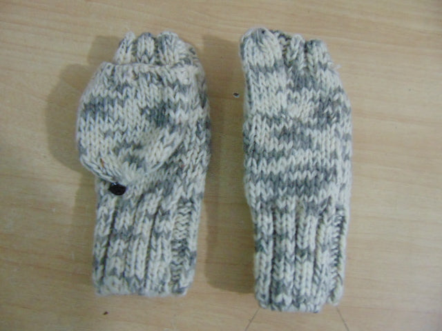 Winter Gloves and Mitts Child Size 12-14 No Finger Or Covered Knit Grey Cream