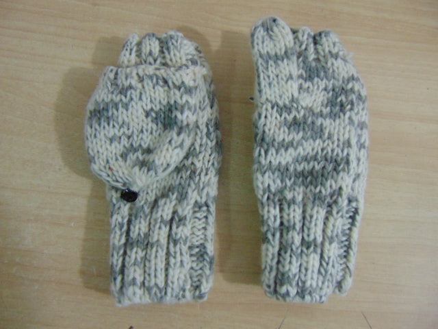 Winter Gloves and Mitts Child Size 12-14 No Finger Or Covered Knit Grey Cream