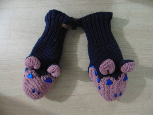 Winter Gloves and Mitts Child Size 7-12 Delux Navy Pink