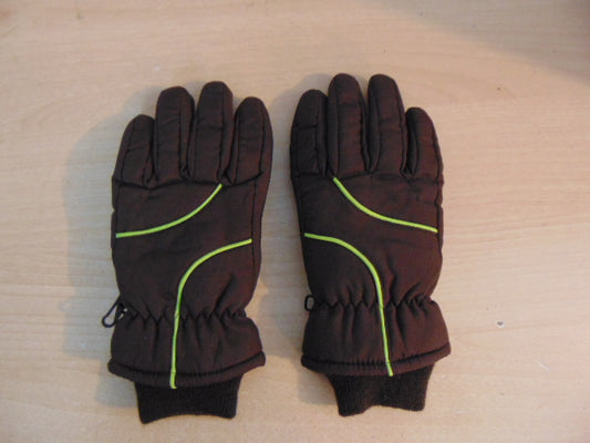 Winter Gloves and Mitts Child Size 8-10 Brown and Lime Excellent